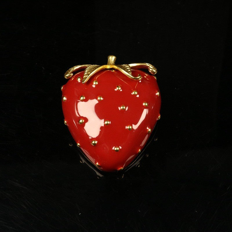 Exquisite Strawberry Stud Earrings Brooch Suit