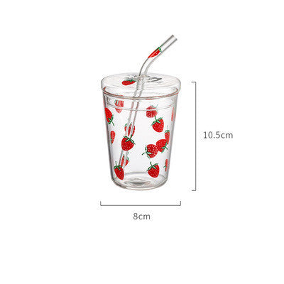 Cute girly heart strawberry glass