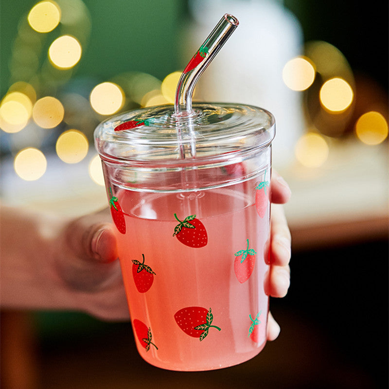 Cute girly heart strawberry glass