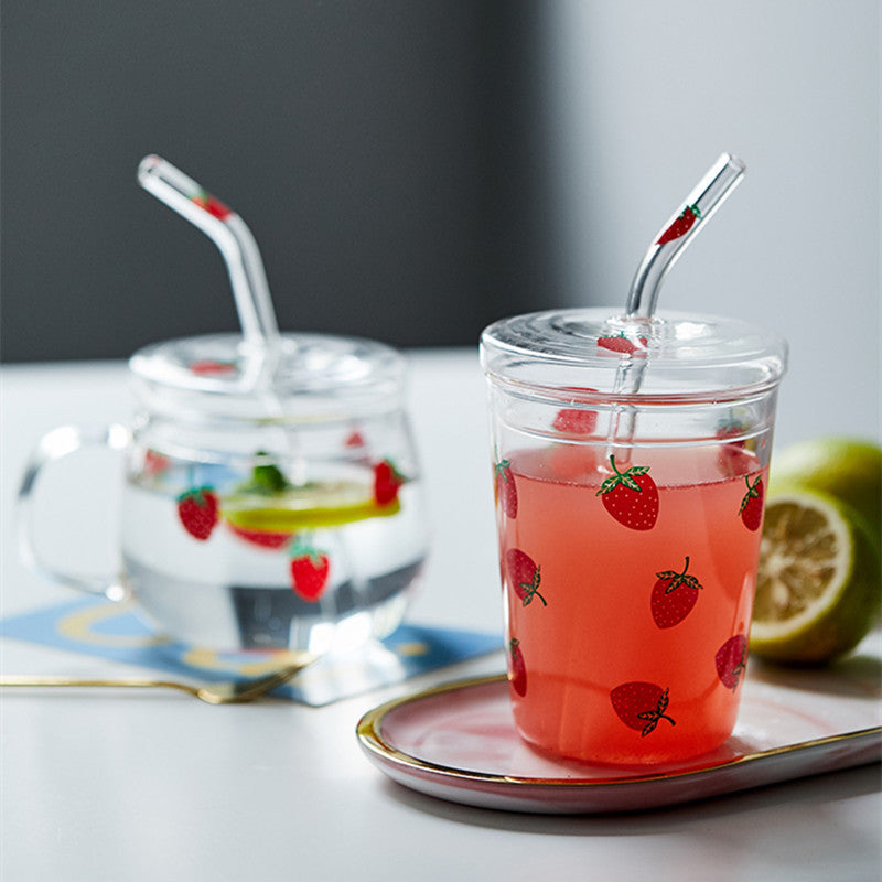 Cute girly heart strawberry glass