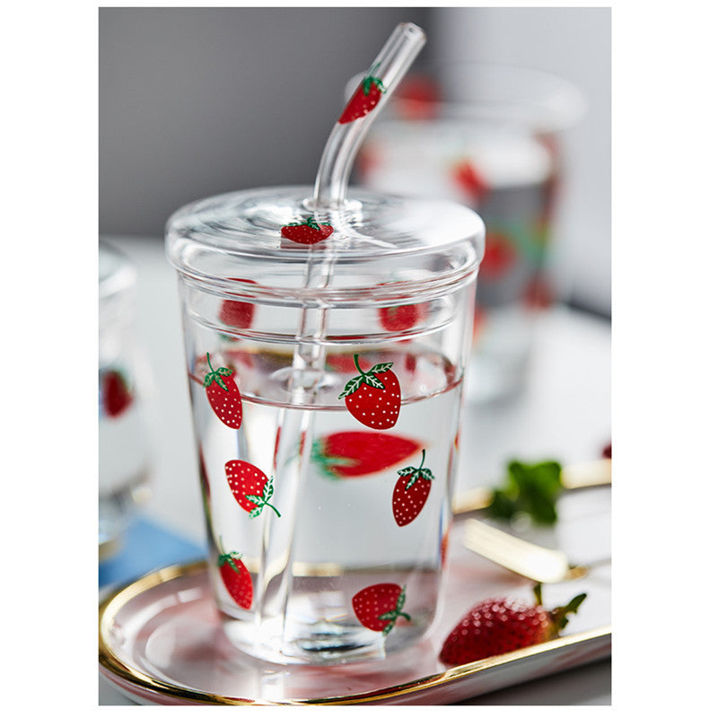 Cute girly heart strawberry glass