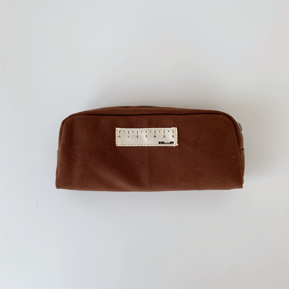 Solid Color Canvas Pen Bag Student Exam Stationery Creative Simple