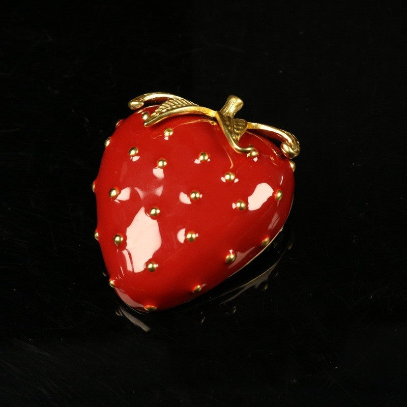 Exquisite Strawberry Stud Earrings Brooch Suit