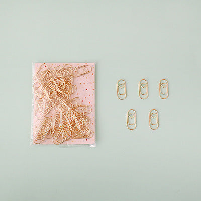Peach Heart Mini Paperclip Small Cute Heart Stationery Bookmark