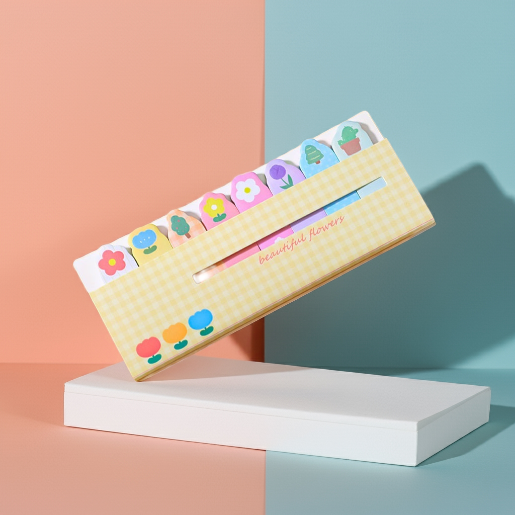 120 PCS Multi-color Kawaii Cartoon Fruit Flower Writable Sticky Notes Index For Pages Book Mark Classification