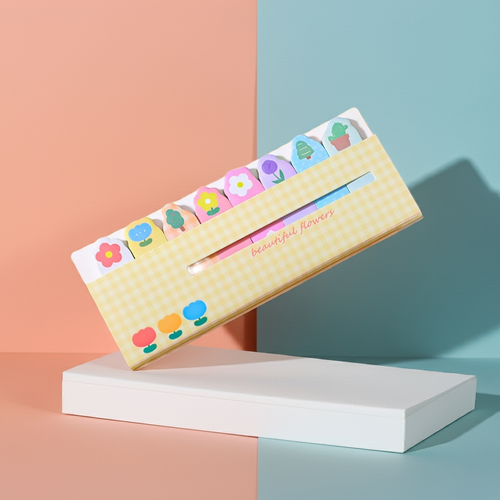 120 PCS Multi-color Kawaii Cartoon Fruit Flower Writable Sticky Notes Index For Pages Book Mark Classification